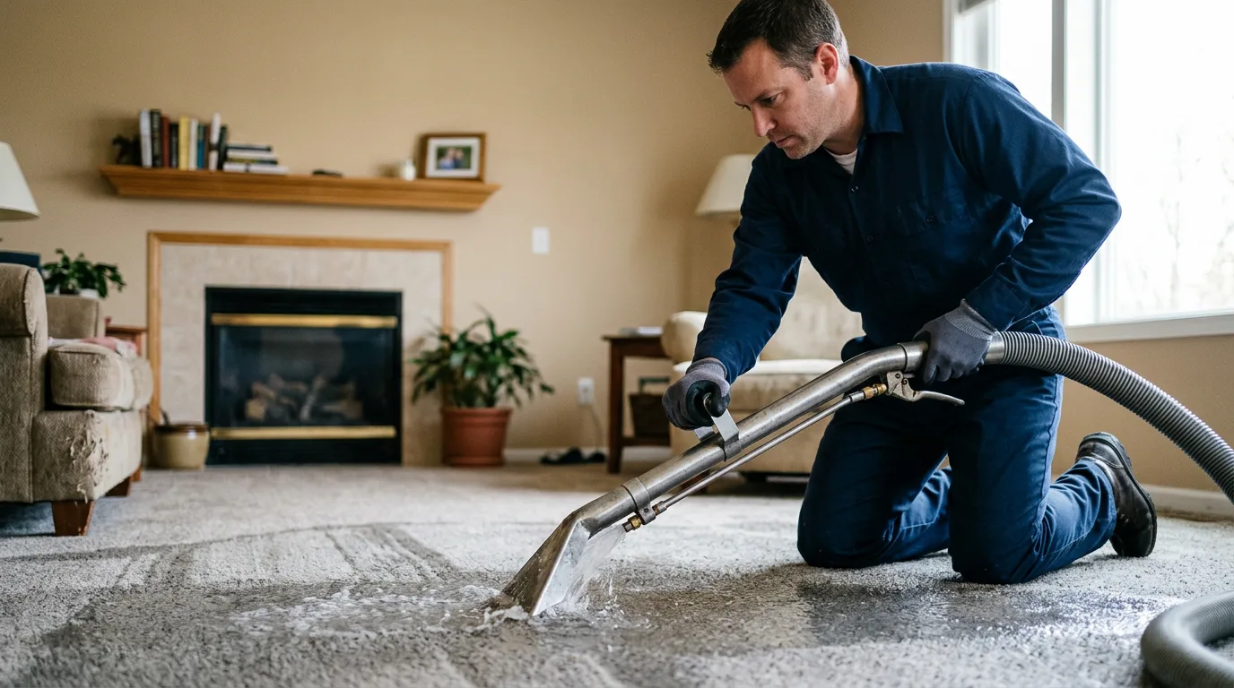 Water damage restoration technician working near Interlaken, NY